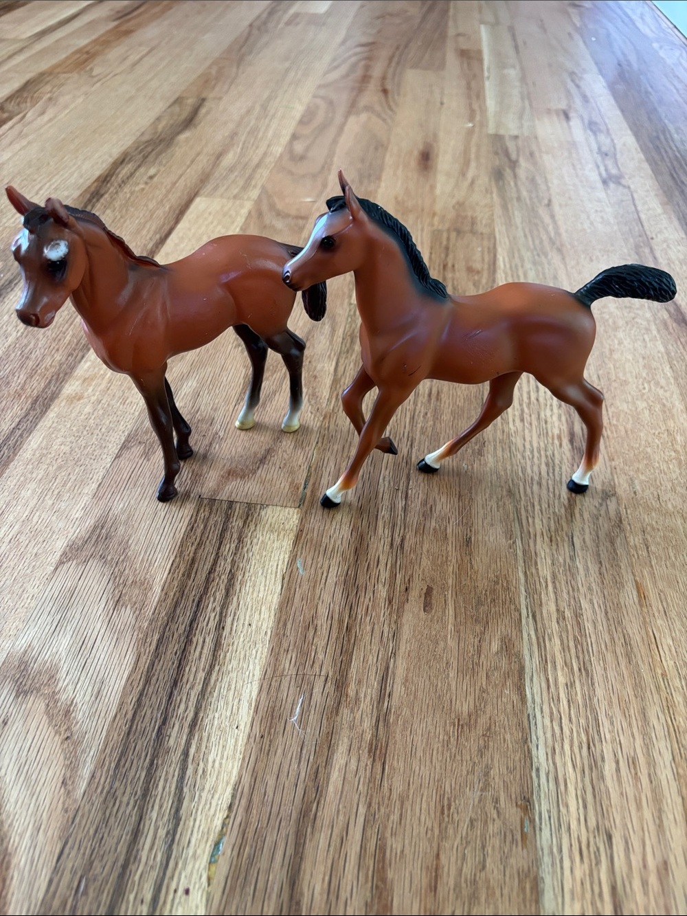 Pair of Blue Box Plastic Horse Foals Toy Figures